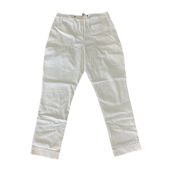 Old Navy NWT White Utility Pants Size 14 Tall Straight Leg Stretch Cotton Casual - Picture 3 of 9